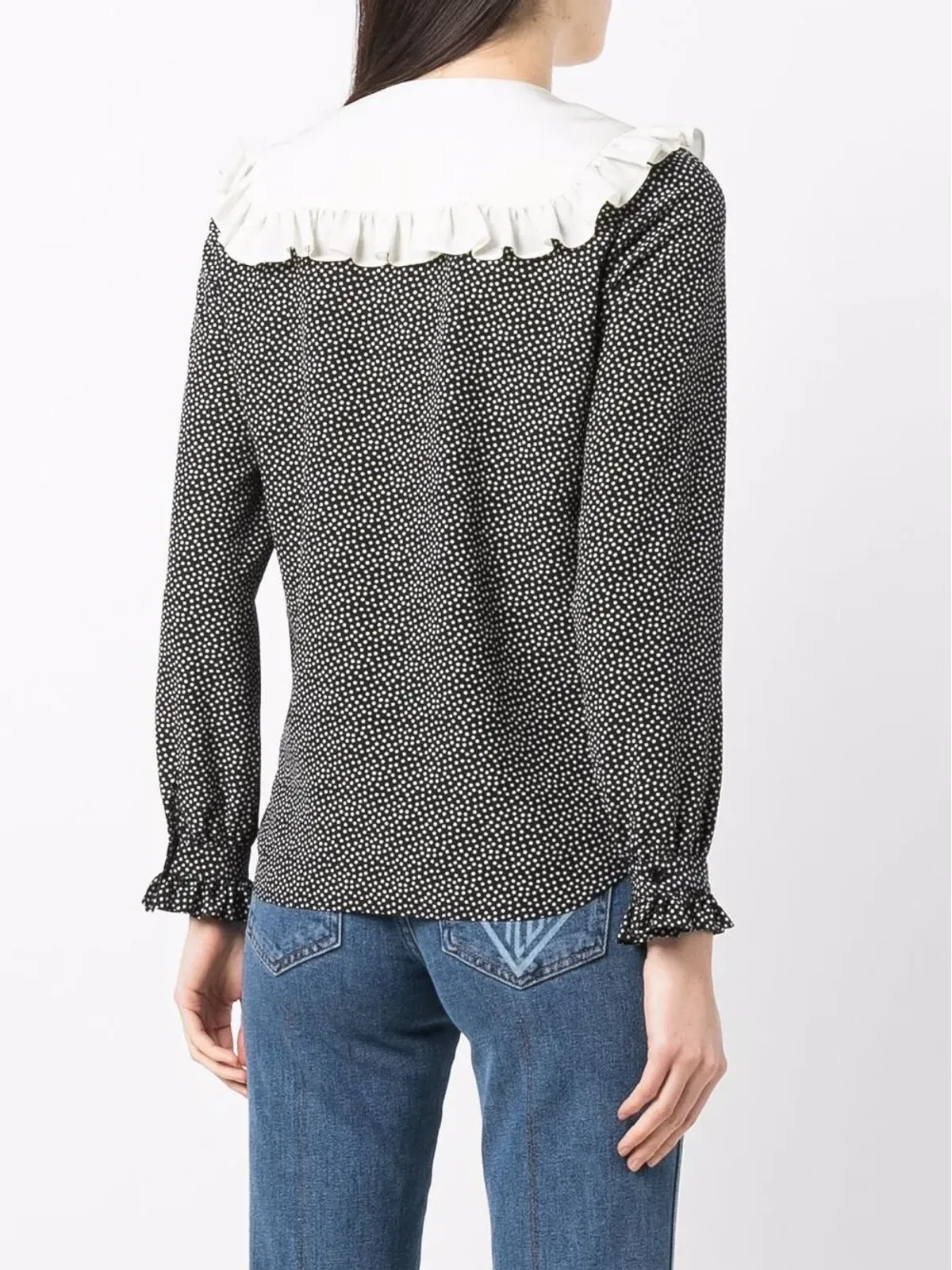 Saint Laurent ピーターパンカラー ドット柄 ブラウス - 画像4