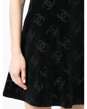 CHANEL Vintage 1990s Interlocking CC-print dress - Black - サムネイル5