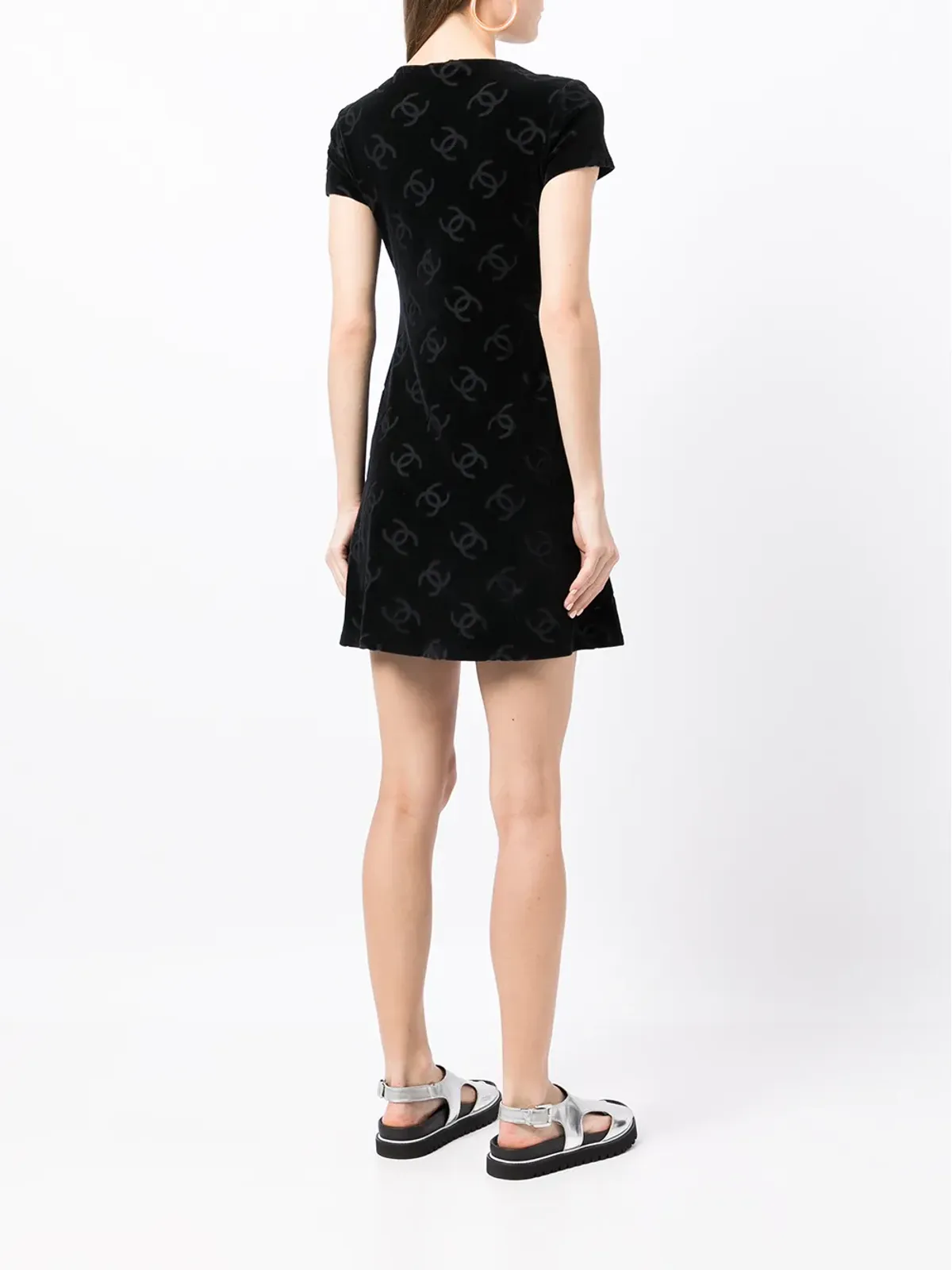 CHANEL Vintage 1990s Interlocking CC-print dress - Black - 画像4