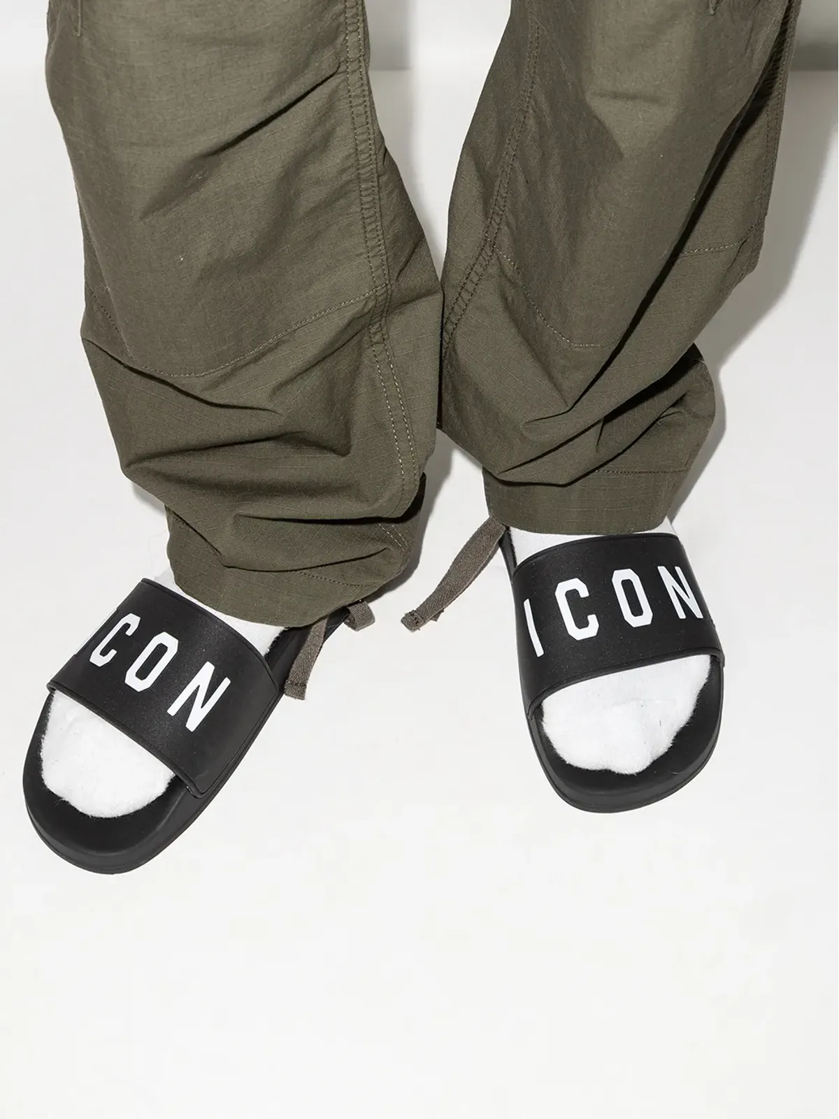 DSQUARED2 ロゴプリント フラットスライド - 画像3