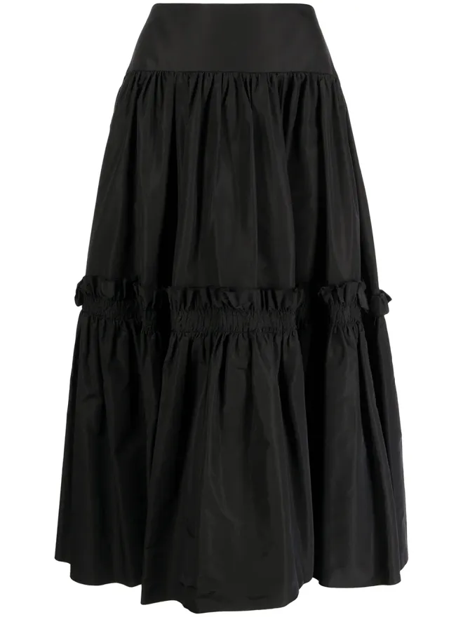 Alex Perry Alex Perry フリル付きフルシルクミディスカート ブラックの商品画像