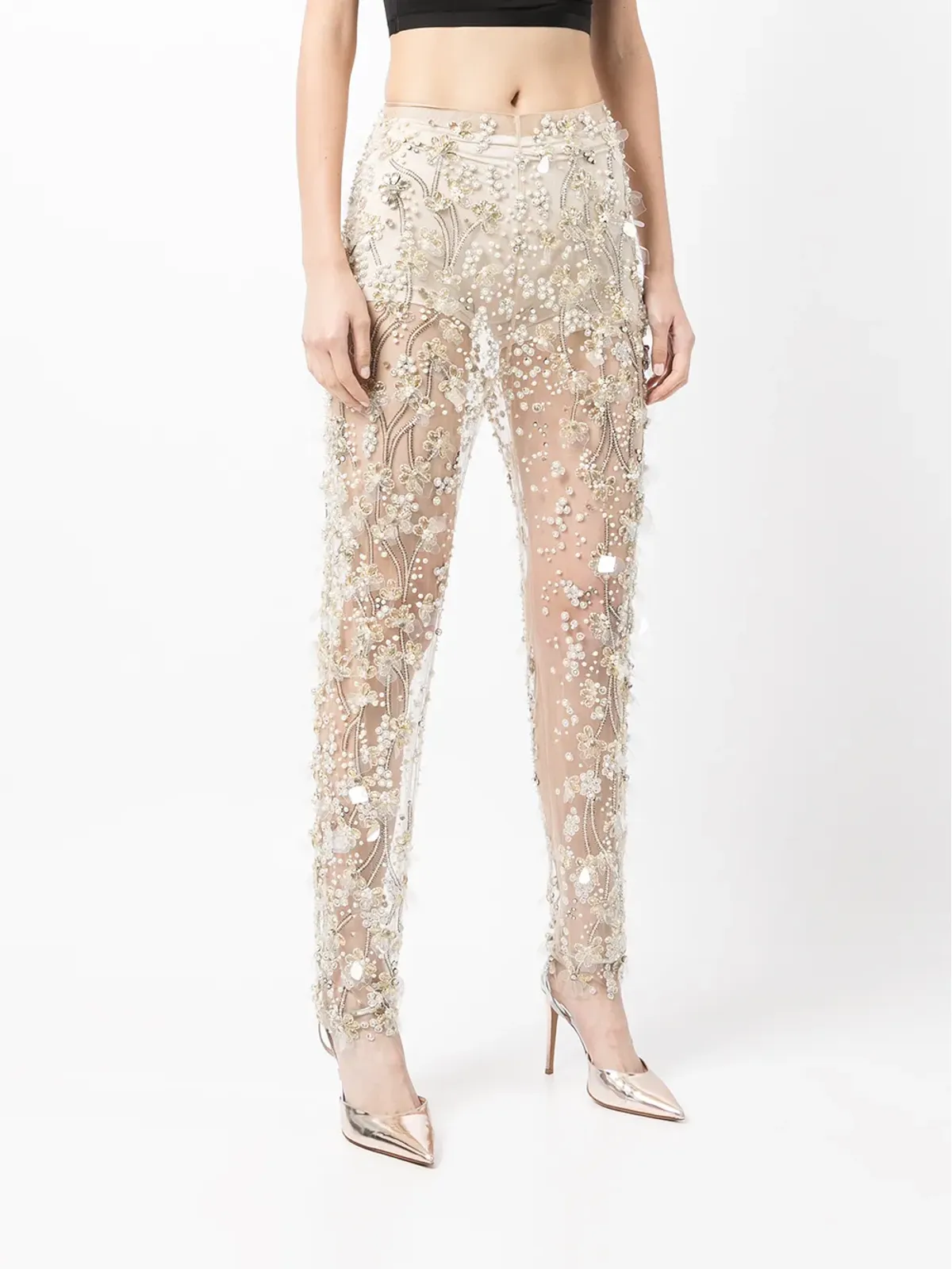 Jenny Packham スパンコール付きテーパードパンツ - 画像3