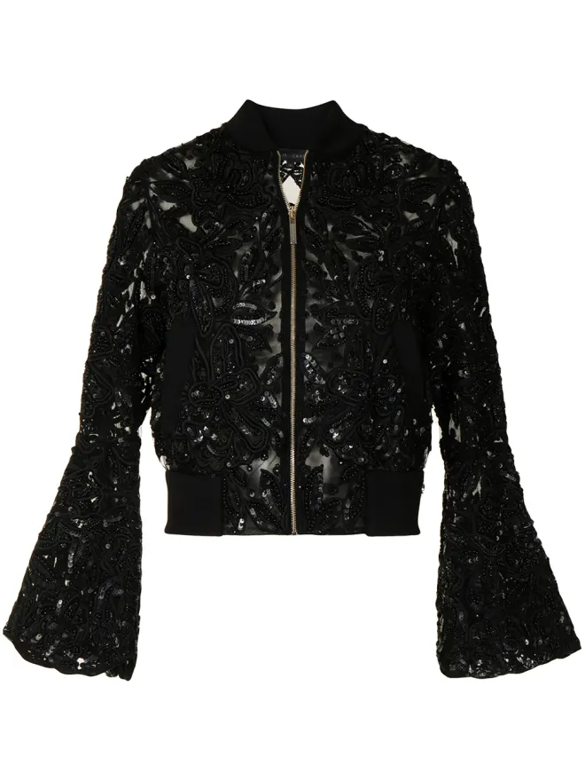 Elie Saab Elie Saab シークイン装飾ベルスリーブジャケットの商品画像