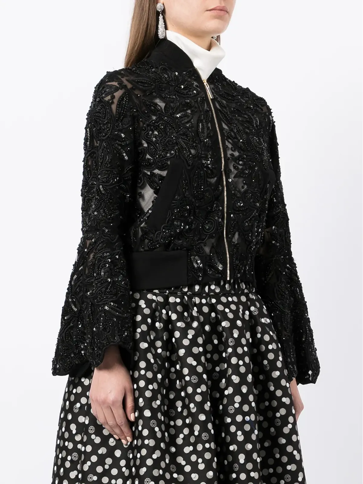 Elie Saab シークイン装飾ベルスリーブジャケット - 画像3