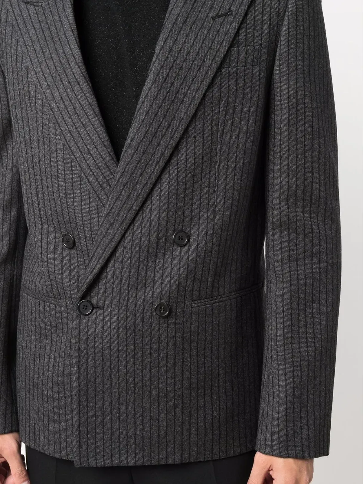 Saint Laurent ストライプ ダブルブレスト ブレザー グレー - 画像5