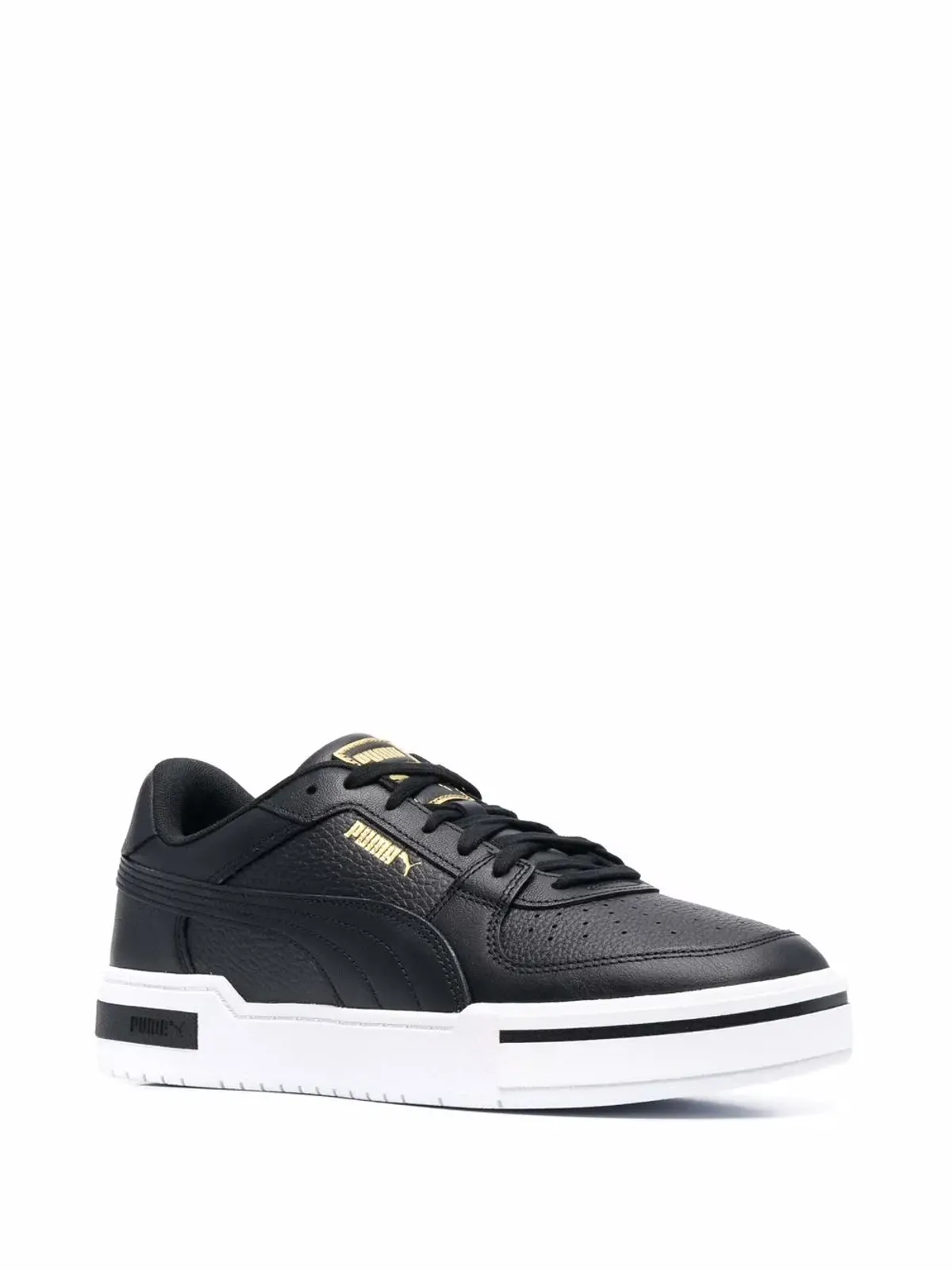 PUMA ロゴプリント ロー・トップ レザー スニーカー ブラック - 画像2