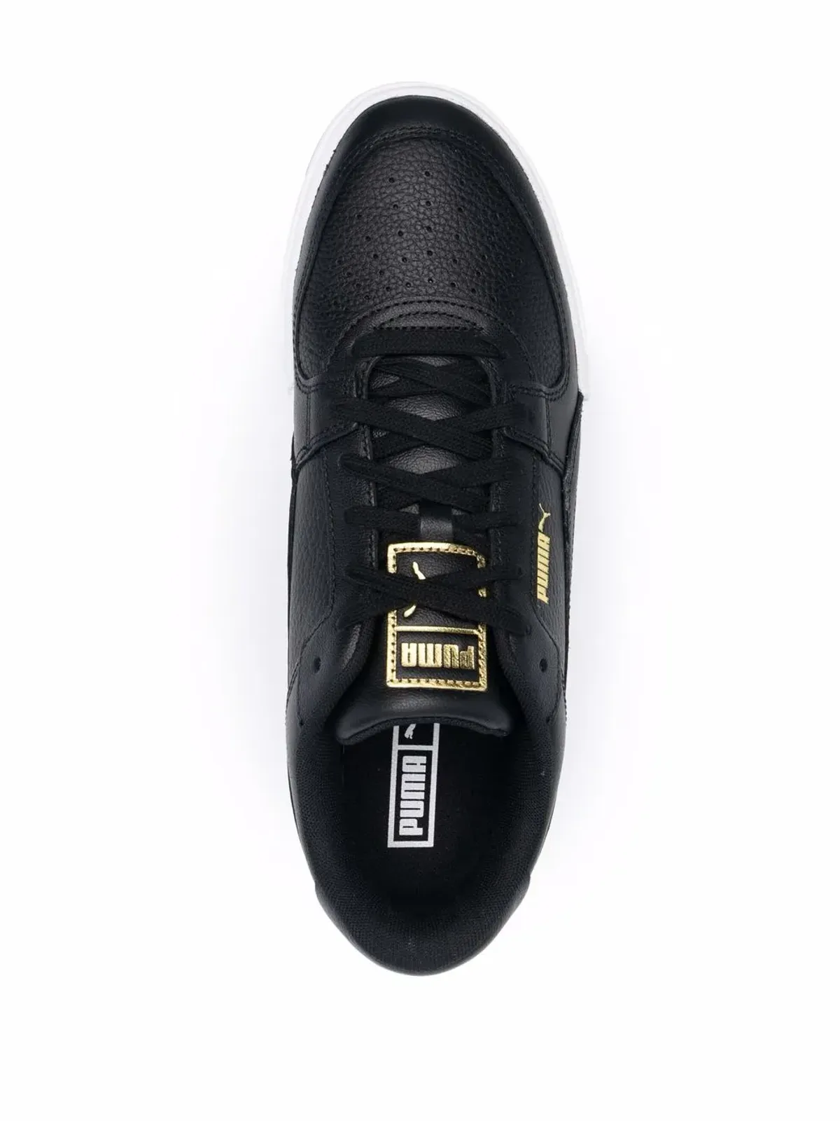 PUMA ロゴプリント ロー・トップ レザー スニーカー ブラック - 画像4