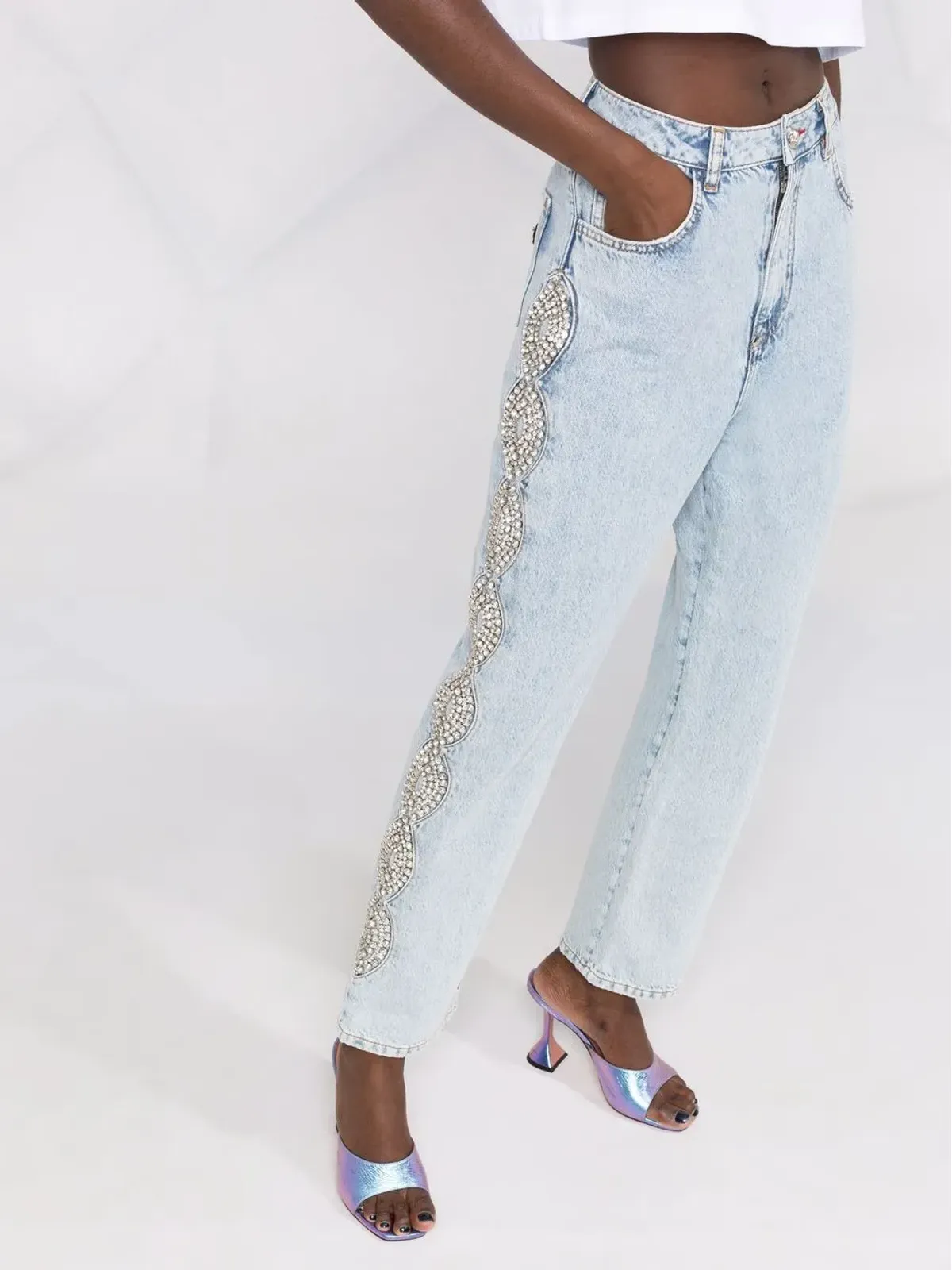 Philipp Plein クリスタルケーブルジーンズ - 画像5