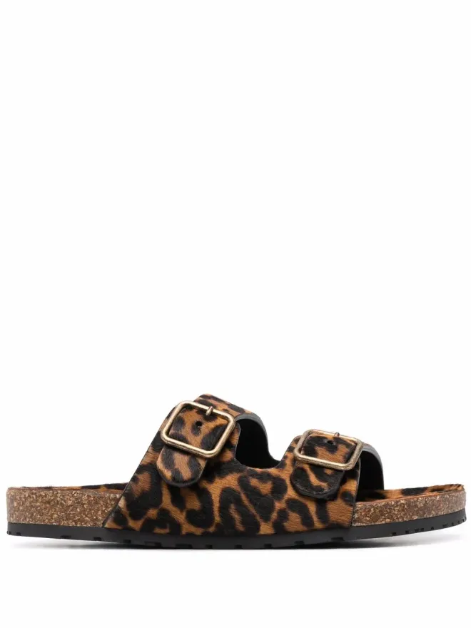 Saint Laurent Saint Laurent レオパード柄バックルサンダルの商品画像