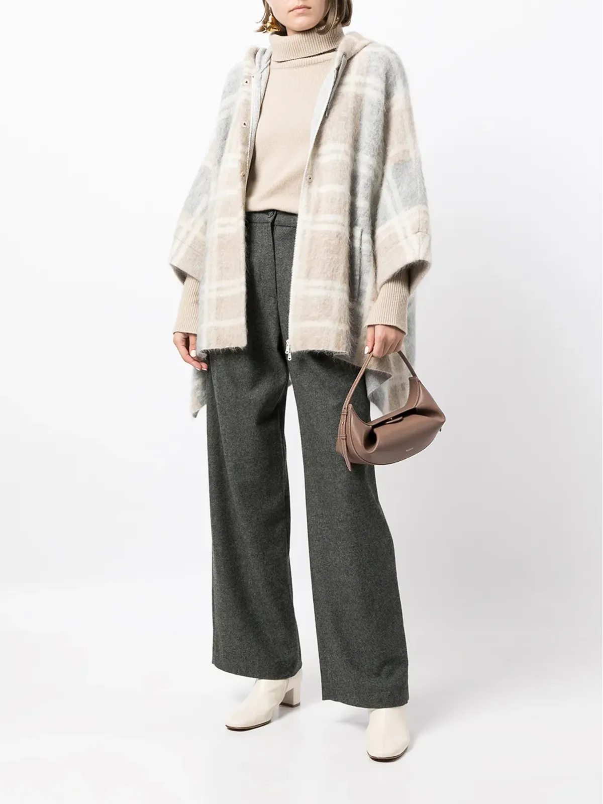 Brunello Cucinelli バットウィング タータン クロップド ジャケット - 画像2