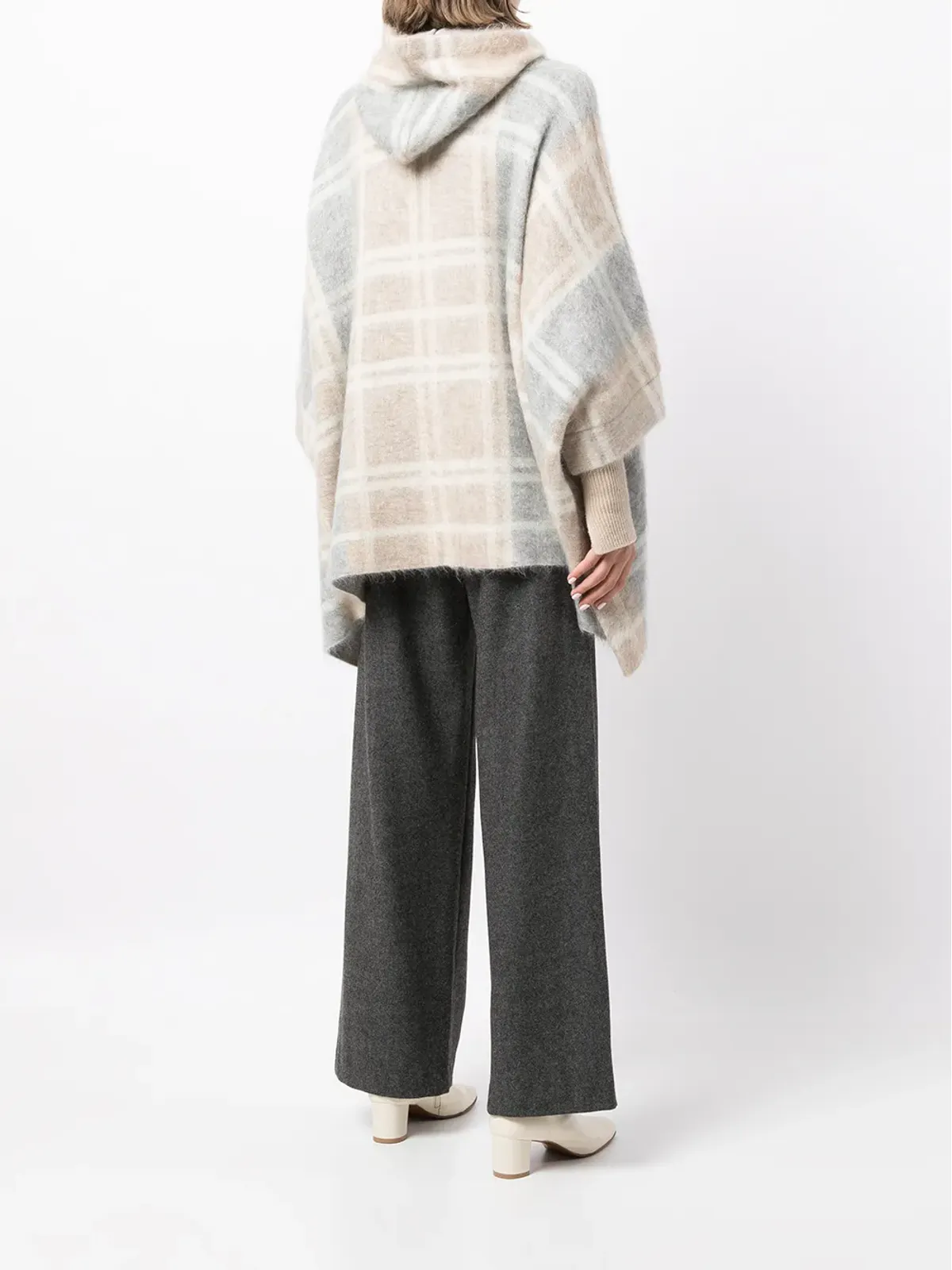 Brunello Cucinelli バットウィング タータン クロップド ジャケット - 画像4