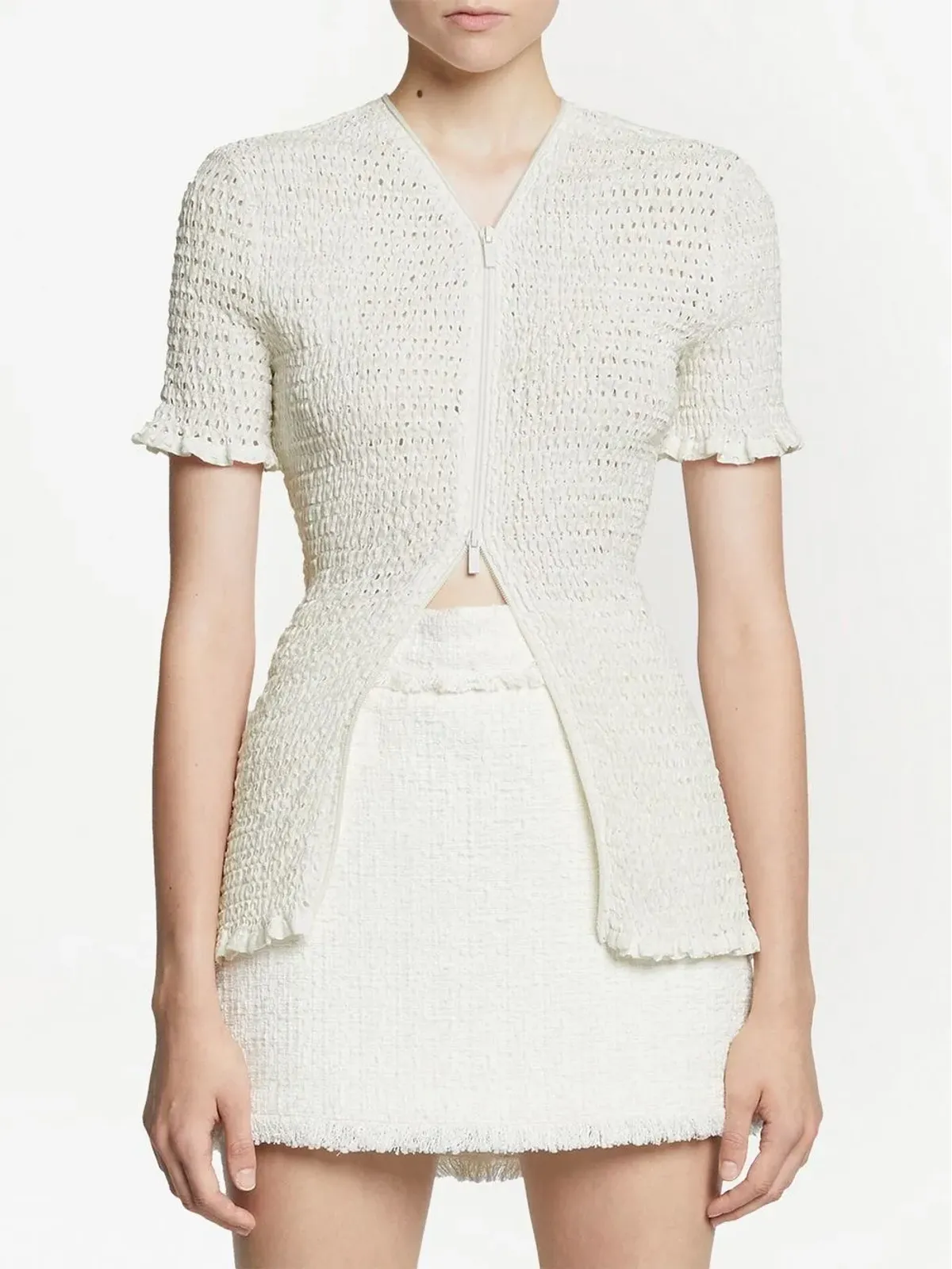 Proenza Schouler White Label クロッシェ編み ジップフロント ブラウス - 画像5