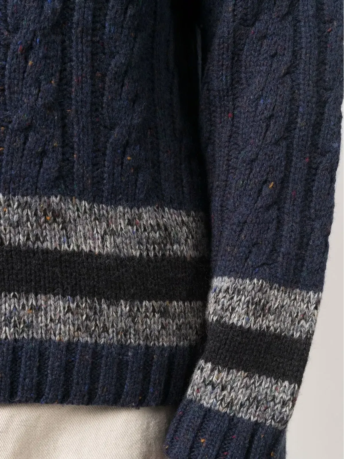 Valentino Garavani Pre-Owned 2000年代 ケーブルニット ストライプディテール ジャンパー - ブルー - 画像5
