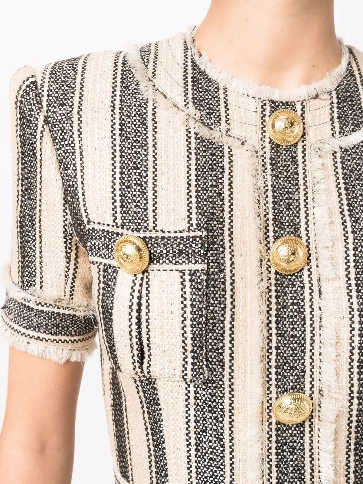 Balmain ストライプ柄ピケドレス - 画像5