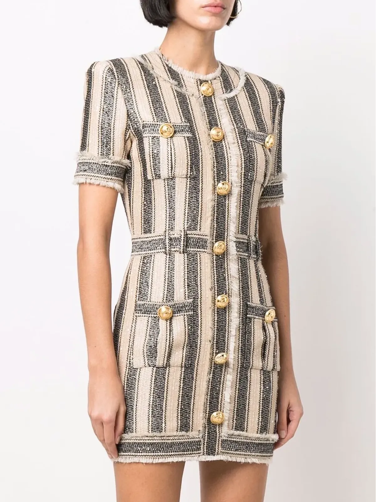 Balmain ストライプ柄ピケドレス - 画像3