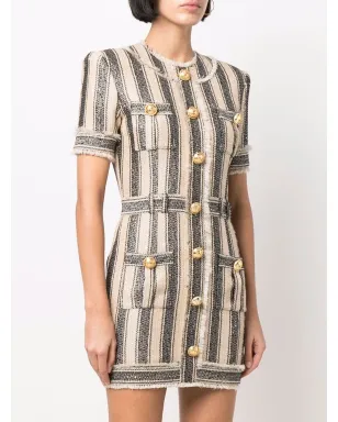 Balmain ストライプ柄ピケドレス - サムネイル3