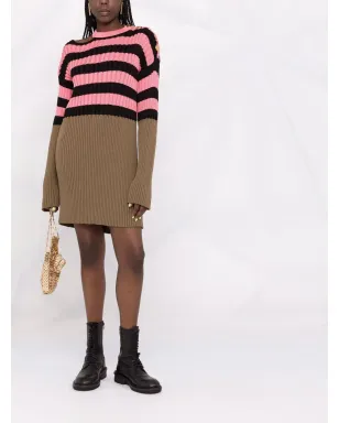 Balmain ストライプカラー・ブロックリブニットワンピース（ピンク） - サムネイル2