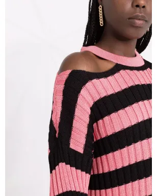 Balmain ストライプカラー・ブロックリブニットワンピース（ピンク） - サムネイル3