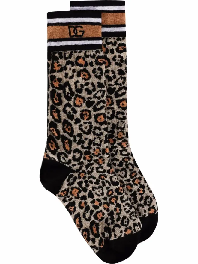 Dolce & Gabbana Dolce & Gabbana レオパード柄ジャカードソックス - ブラウンの商品画像