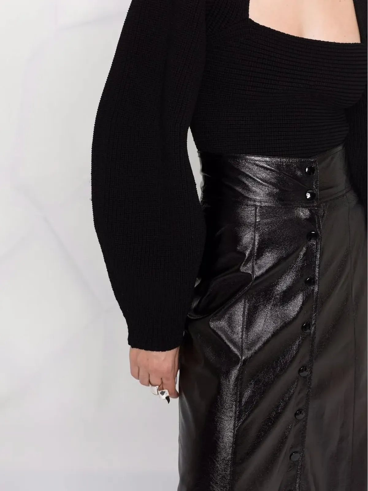 ISABEL MARANT Baxomili フェイクレザー ミディスカート - ブラック - 画像5