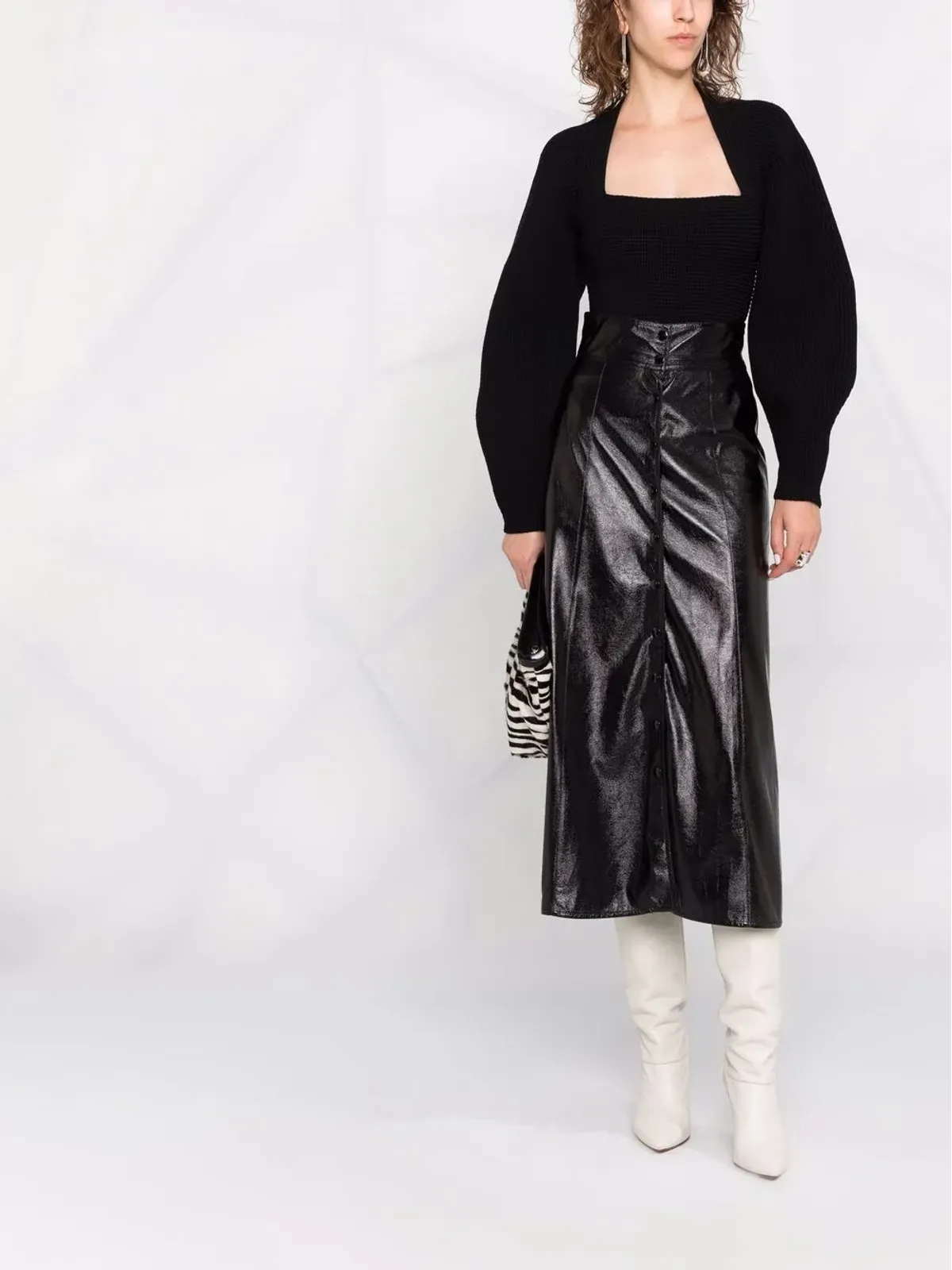 ISABEL MARANT Baxomili フェイクレザー ミディスカート - ブラック - 画像2
