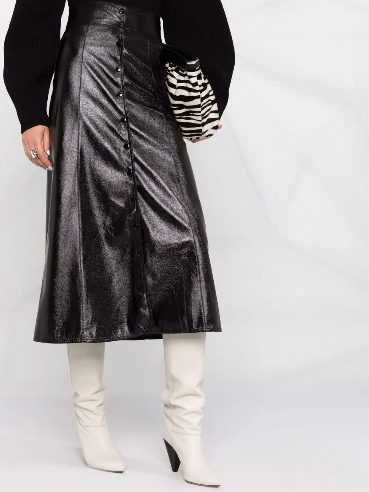 ISABEL MARANT Baxomili フェイクレザー ミディスカート - ブラック - 画像3