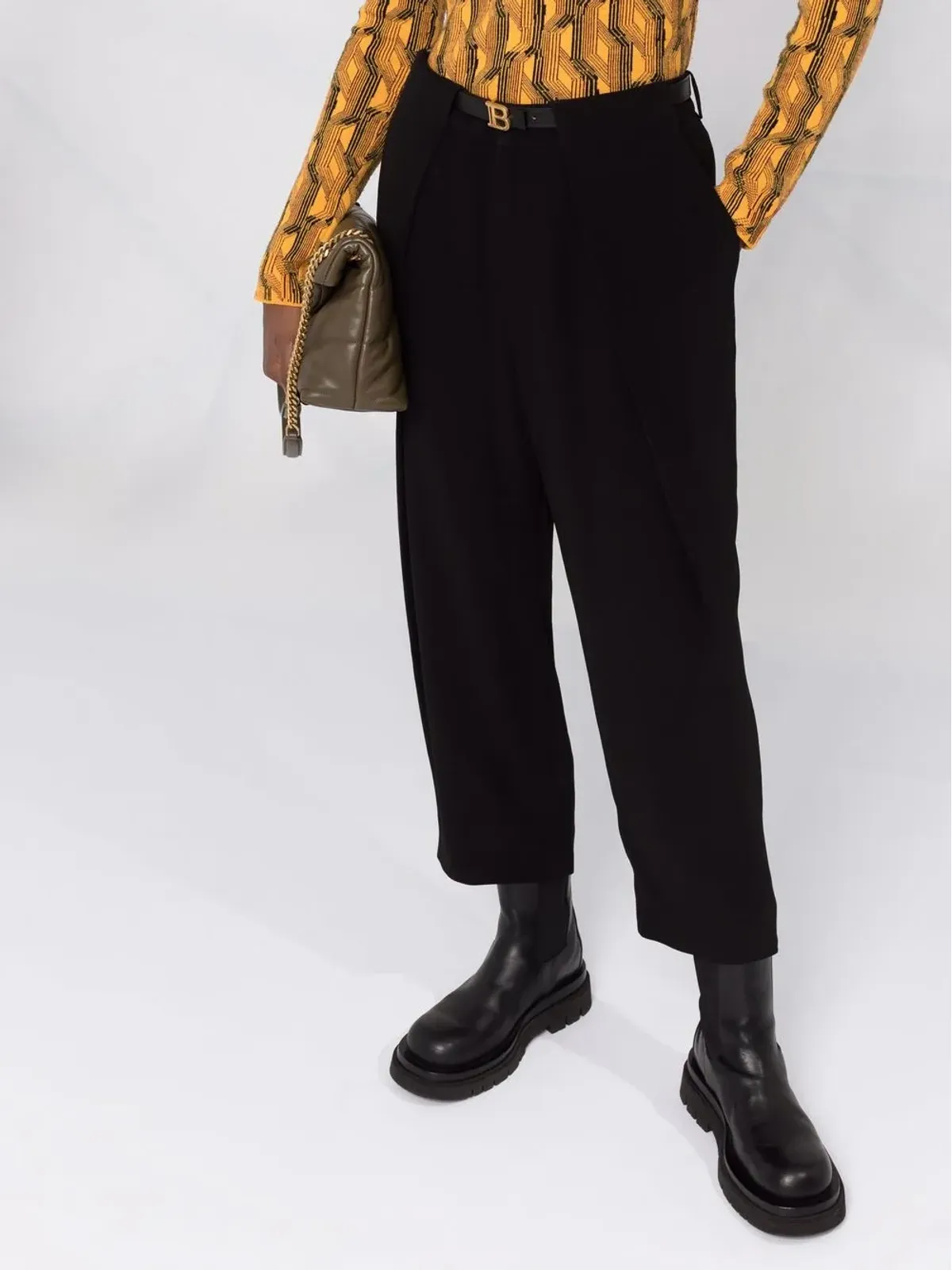 Balmain クロップドストレートレッグ クレープパンツ - 画像5