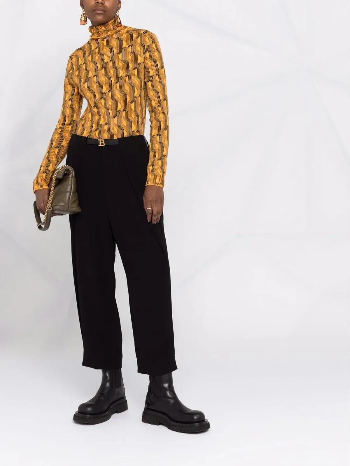 Balmain クロップドストレートレッグ クレープパンツ - 画像2