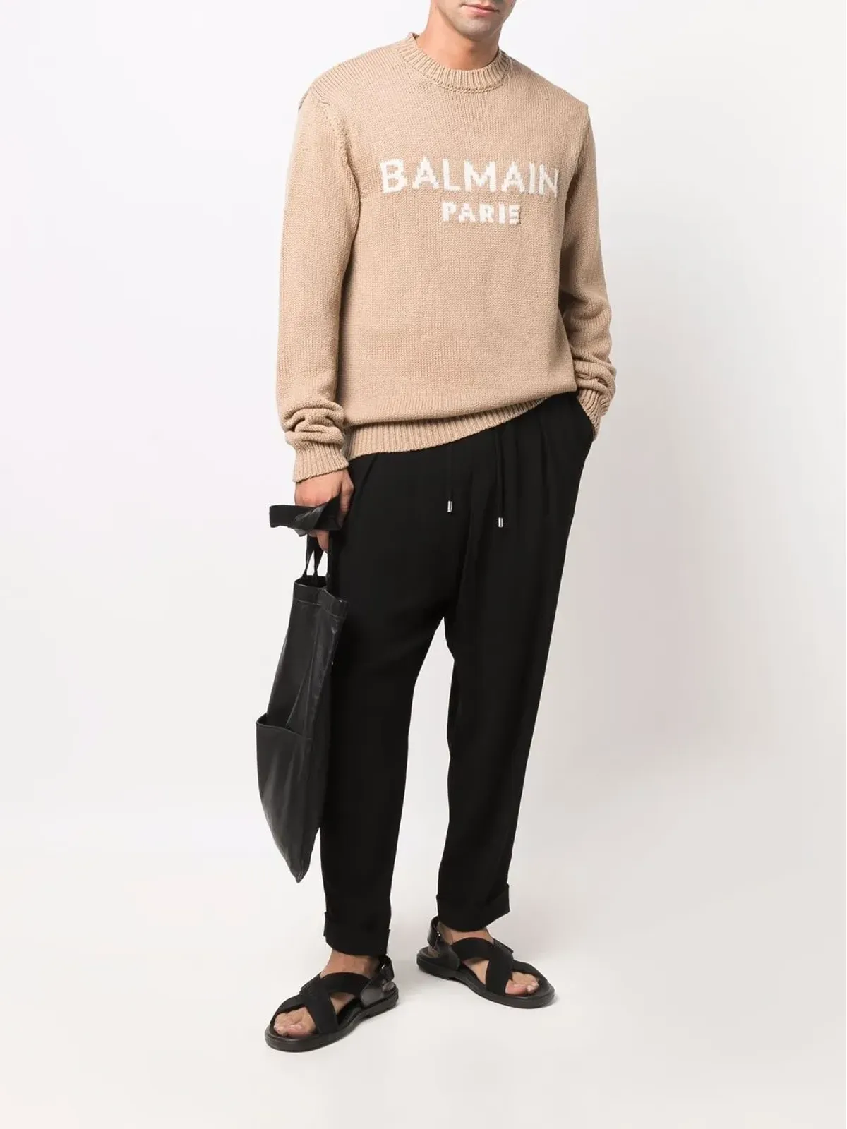 Balmain スラウチー・クレープ・テーパードレッグ トラックパンツ - ブラック - 画像2