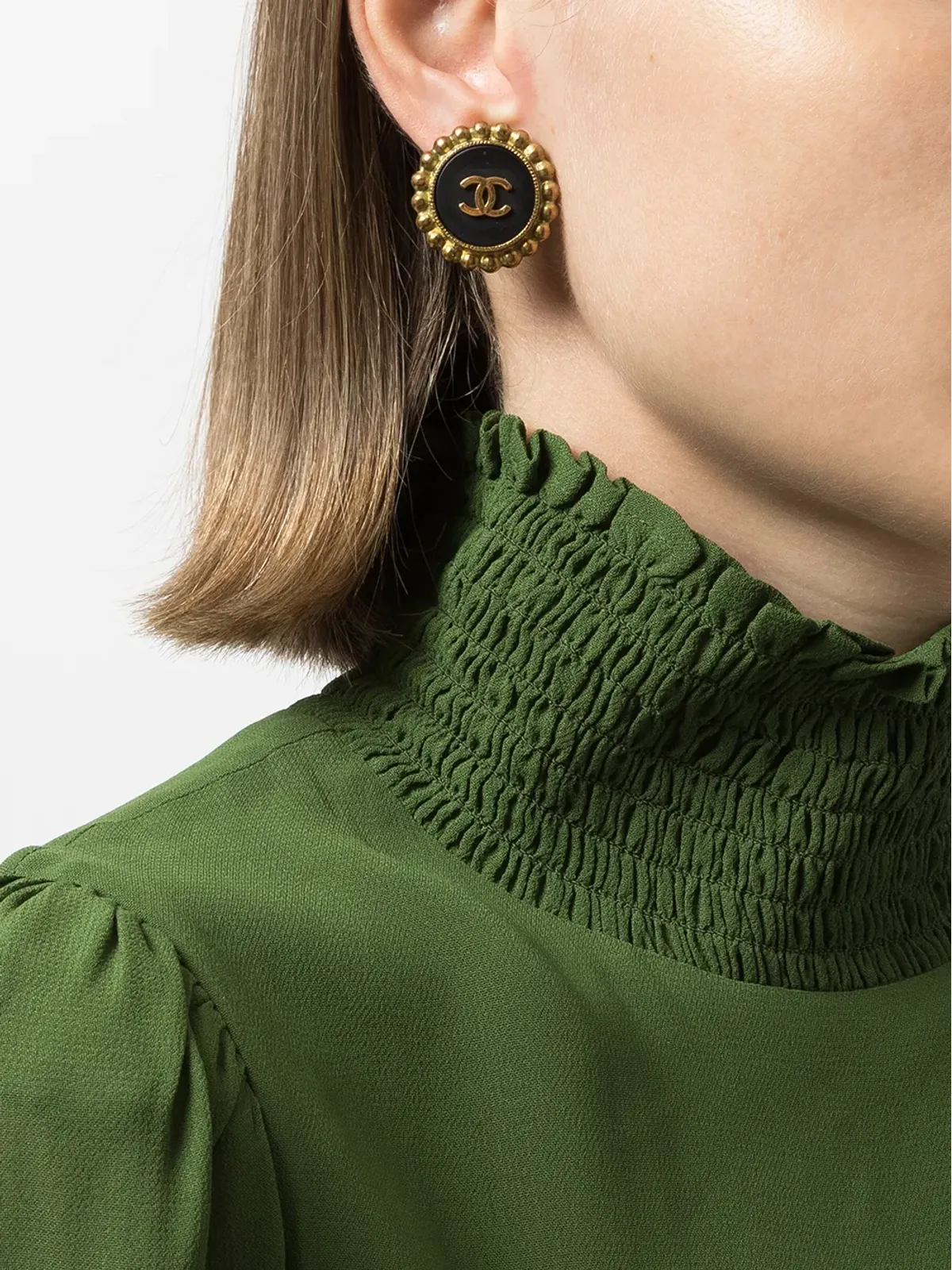 CHANEL ビンテージ 2010年代 CCボタンイヤリング - ブラック - 画像2