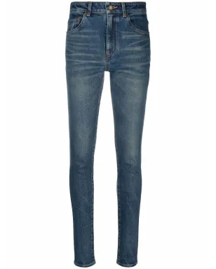 Saint Laurent whiskered skinny jeans - Blue - サムネイル1