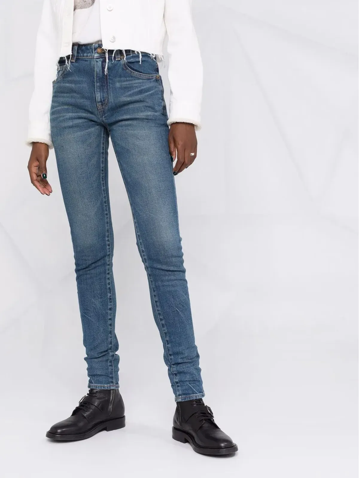 Saint Laurent whiskered skinny jeans - Blue - 画像3
