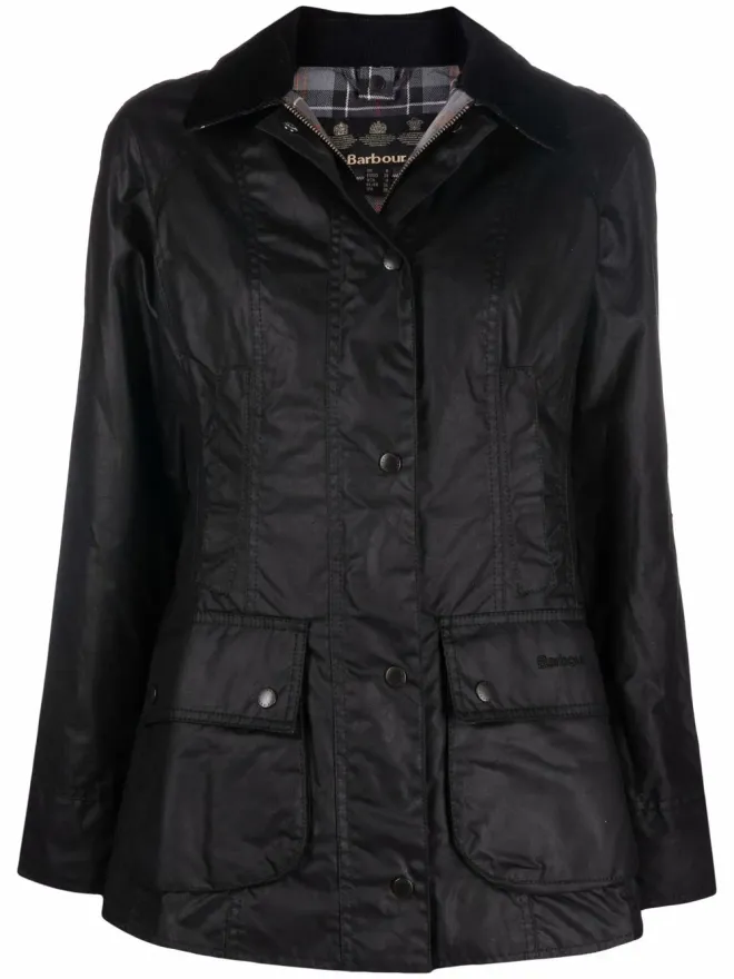 Barbour Barbour ワックス加工ボタン留めジャケット - ブラックの商品画像