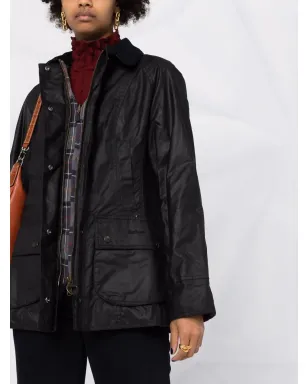 Barbour ワックス加工ボタン留めジャケット - ブラック - サムネイル5