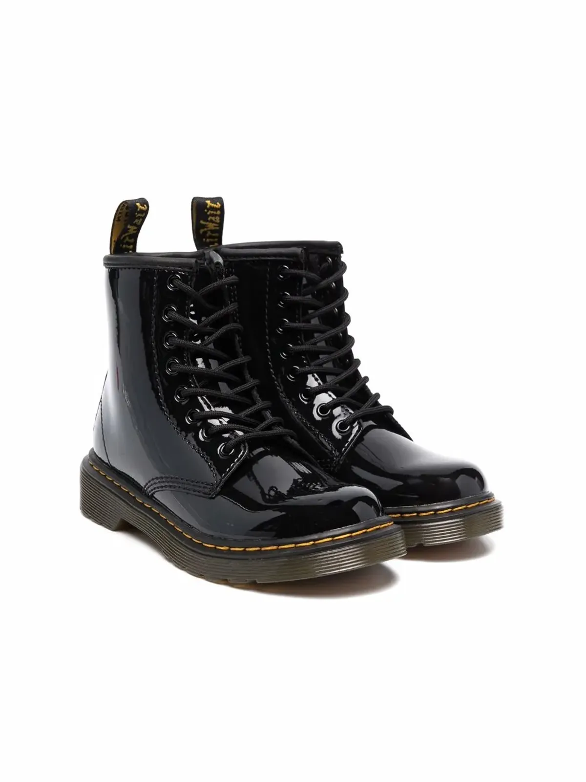 Dr. Martens Kids 1460 パテントレザー ブーツ ブラック - 画像1