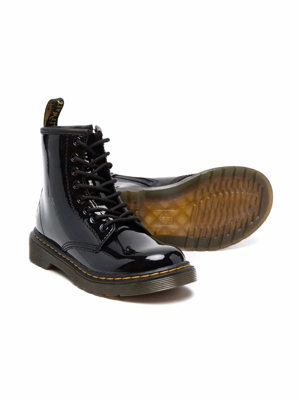 Dr. Martens Kids 1460 パテントレザー ブーツ ブラック - 画像2