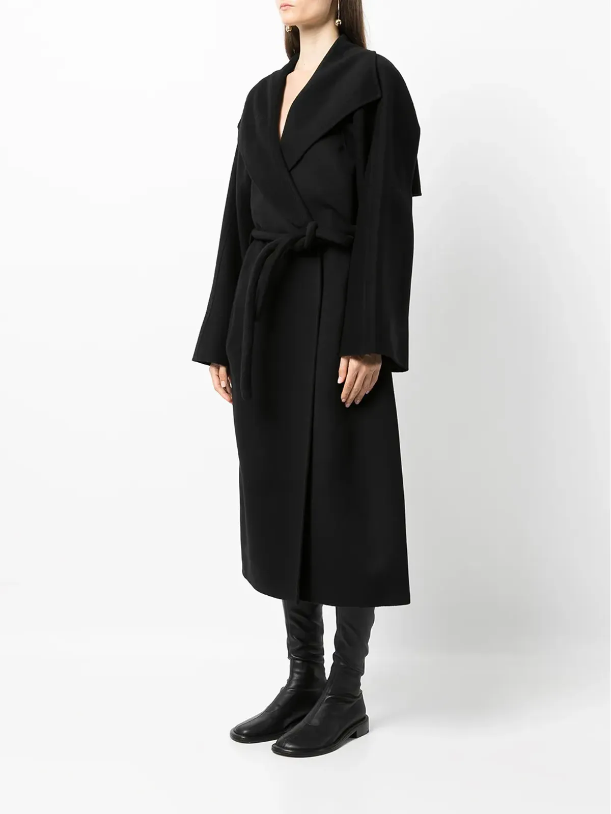 Goen.J タイウエスト ウールブレンド ダブルフェイスコート - 画像3