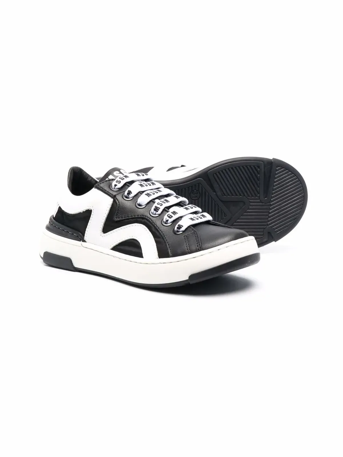 MSGM Kids ロートップ レースアップ スニーカー - ブラック - 画像2
