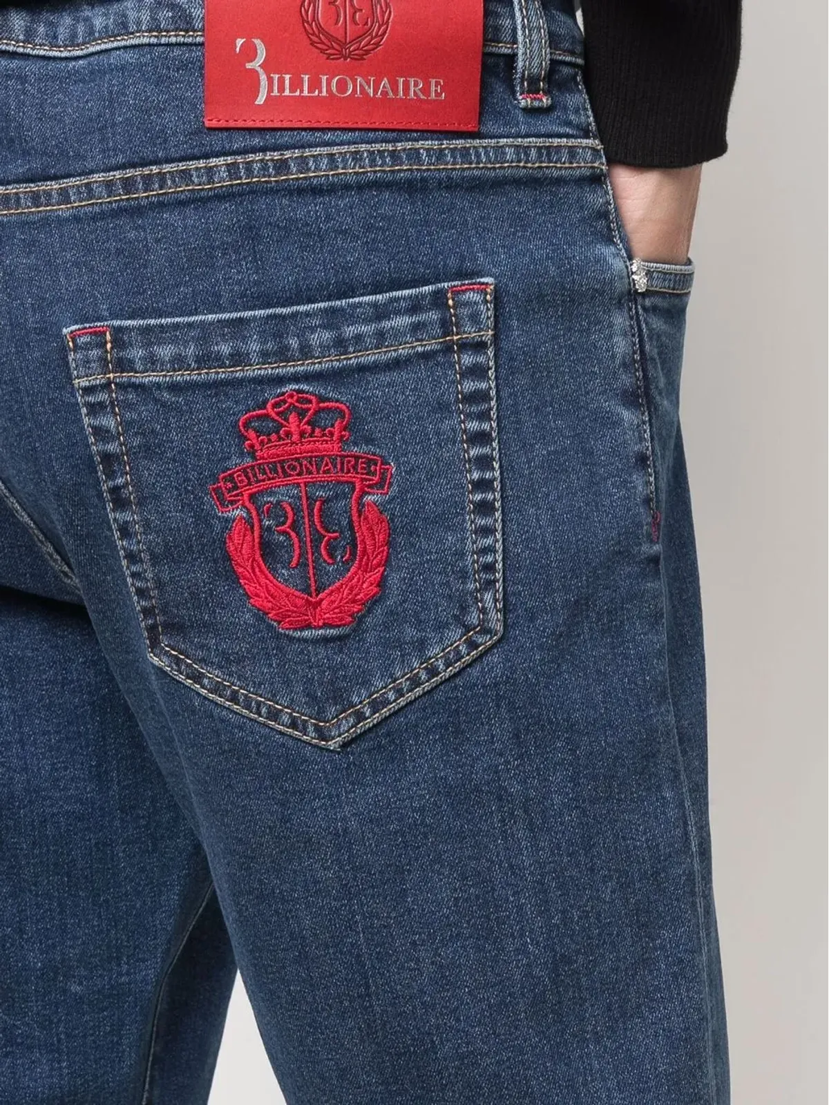 Billionaire ロゴ刺繍ジーンズ - ブルー - 画像5
