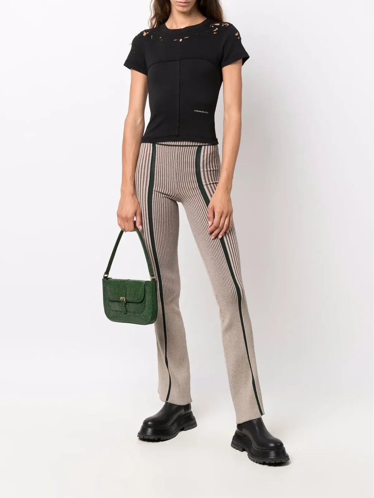 Eckhaus Latta ストライプ柄フレアレギンス - ニュートラル - 画像2