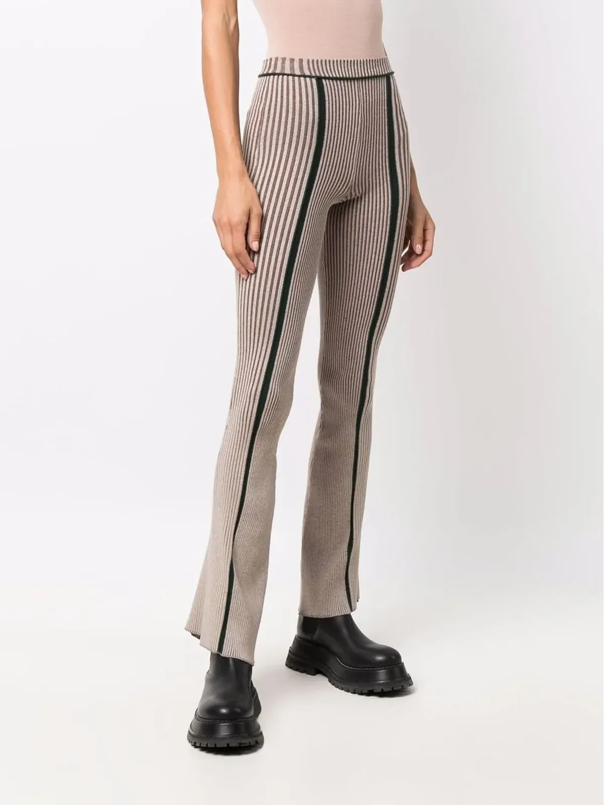 Eckhaus Latta ストライプ柄フレアレギンス - ニュートラル - 画像3