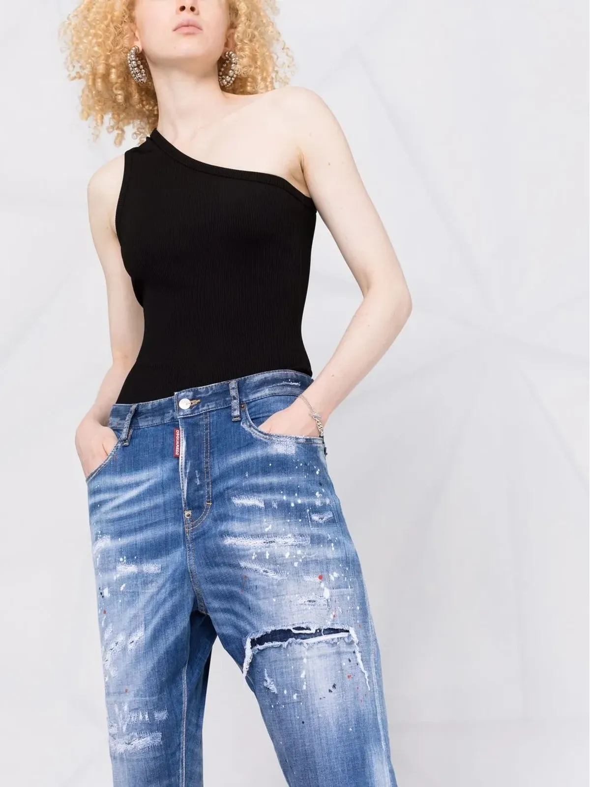 DSQUARED2 ペイントスプラッター クロップドジーンズ - 画像5