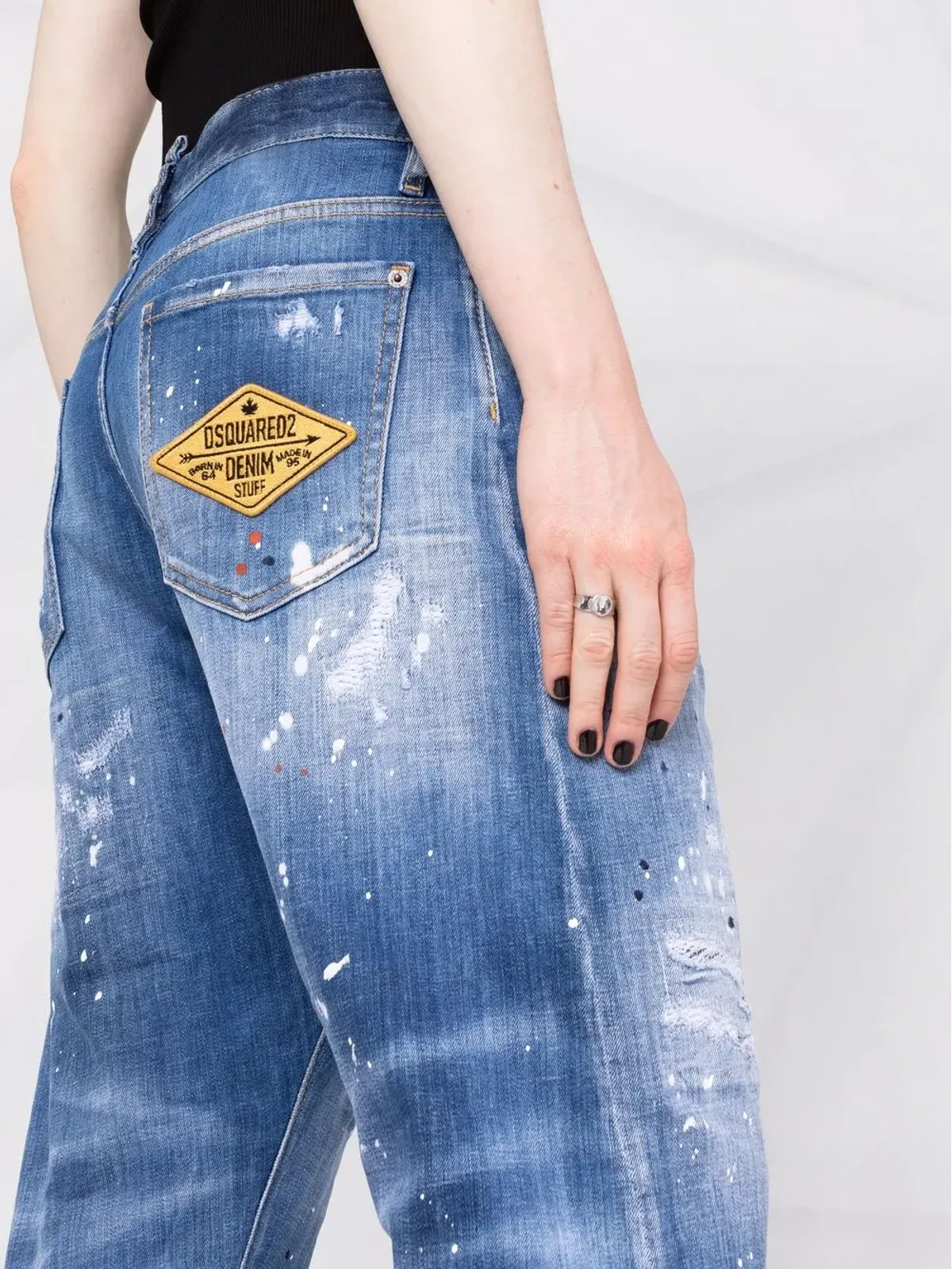 DSQUARED2 ペイントスプラッター クロップドジーンズ - 画像3