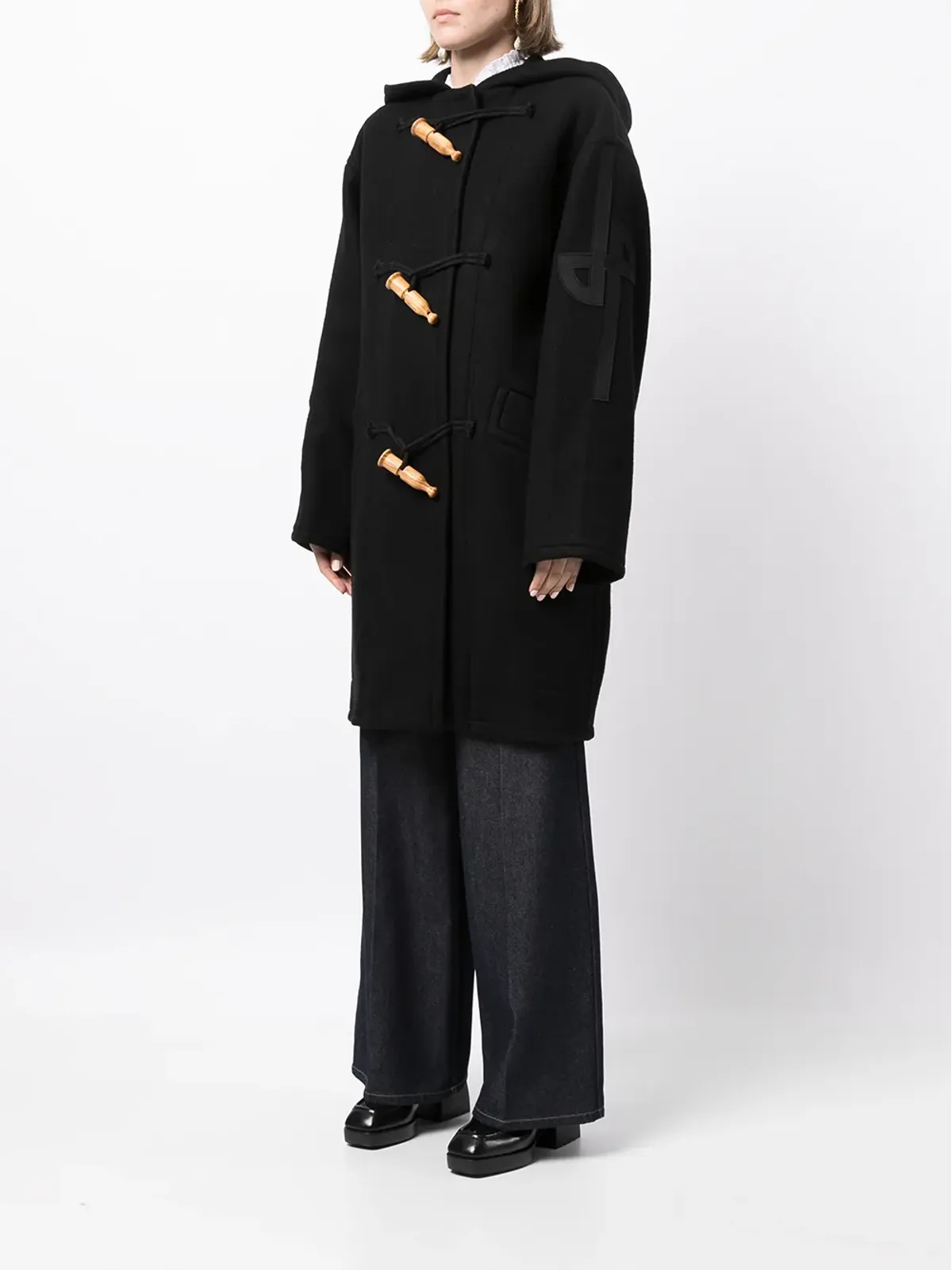 Patou カシミヤ混ウール ダッフルコート（ブラック） - 画像3