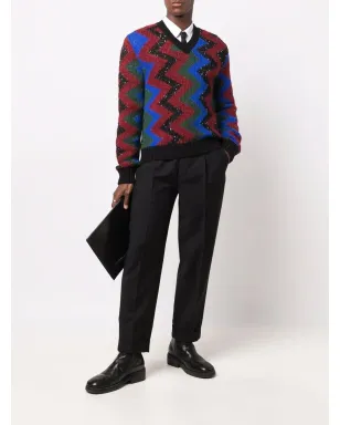 Saint Laurent ジグザグ ウール混紡 ジャンパー - ブルー - サムネイル2