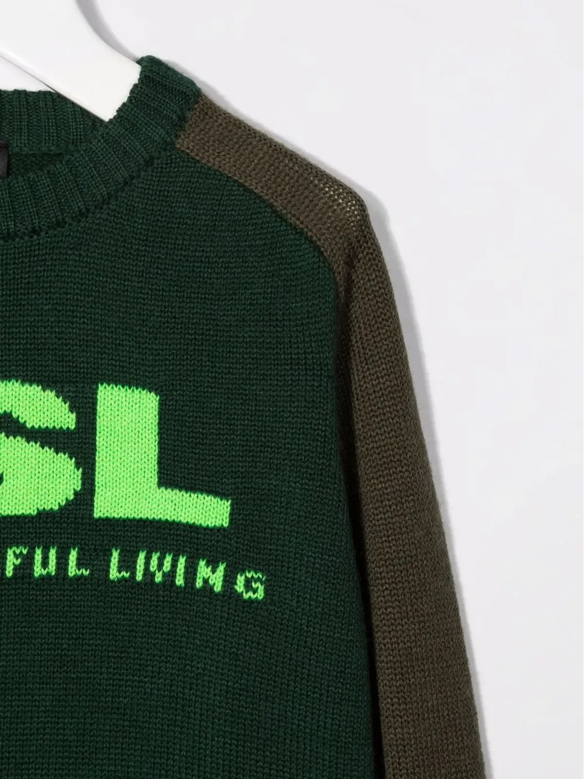 Diesel Kids ロゴ入りインターシャ パネル編みセーター - 画像3