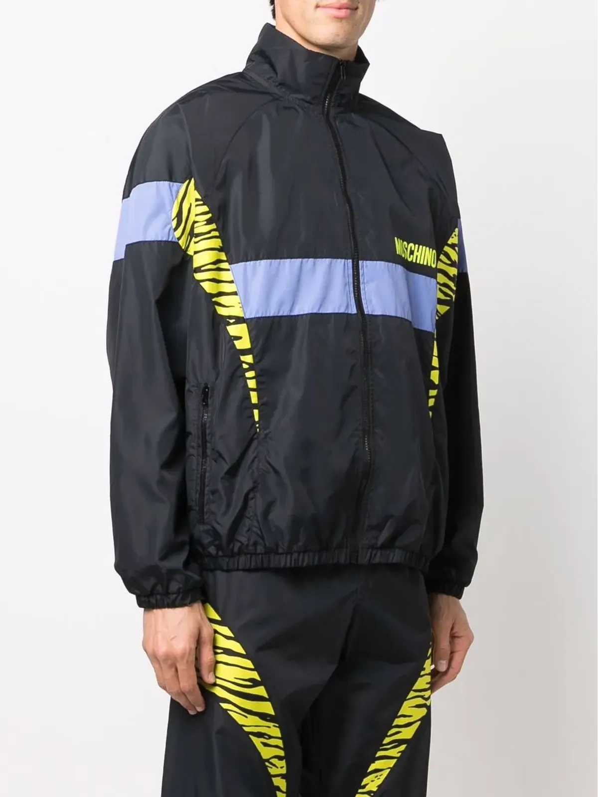 Moschino パネルド・ゼブラ・ウィンドブレーカー（ブラック） - 画像3