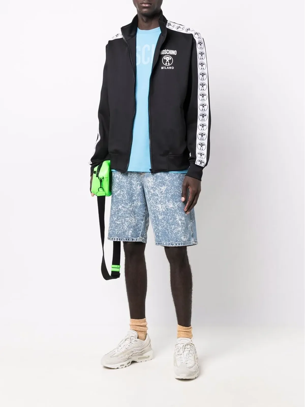Moschino ロゴストライプジップジャンパー - 画像2