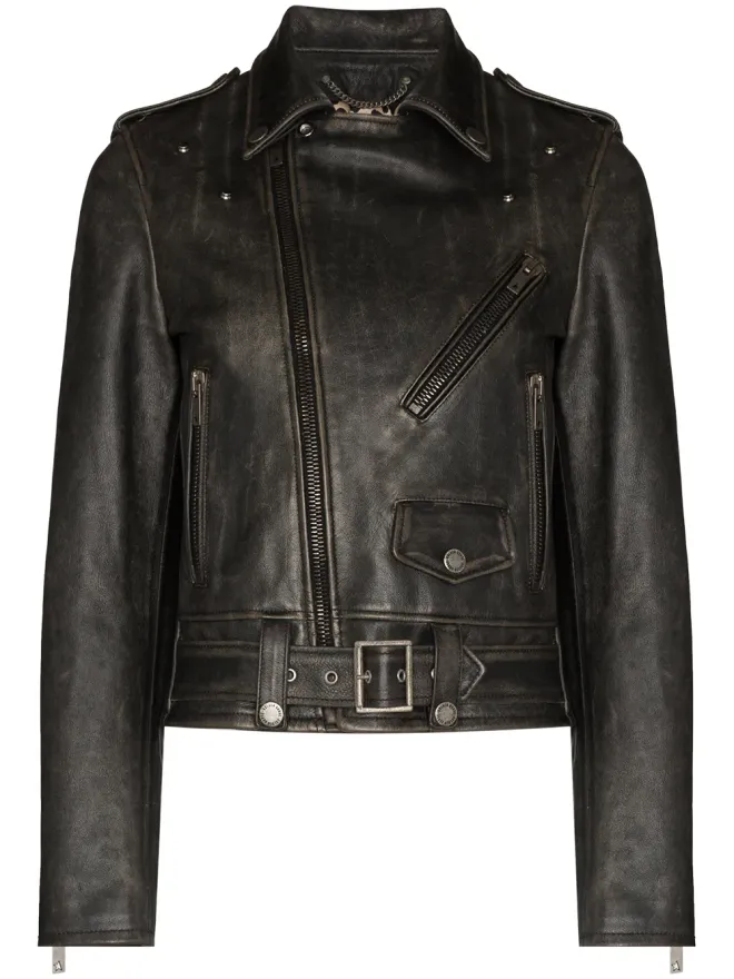 Golden Goose Golden Goose ダメージ加工レザーバイカージャケットの商品画像