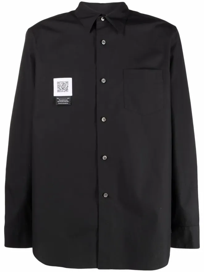 Fumito Ganryu Fumito Ganryu ロゴパッチ・ドレープコットンシャツの商品画像